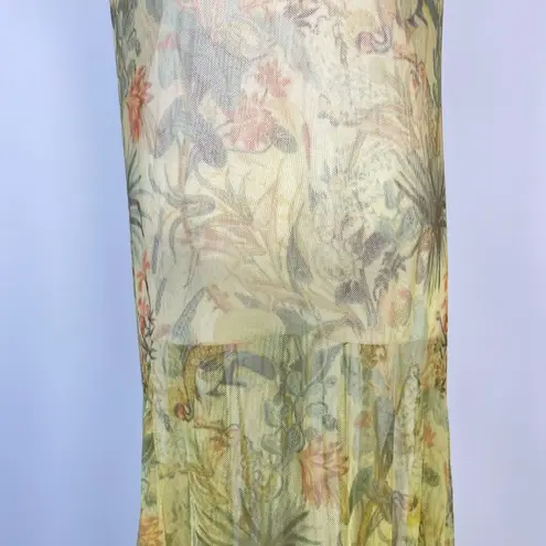 Johnny Was NWOT Arisoe Floral Mesh Embroidered Maxi Dress Green Orange Size S