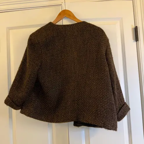 Coldwater Creek Women's Textured Open Front Jacket PXL 18 Brown Gold Sparkle