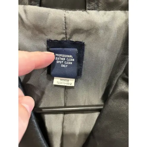 Gap ‎ Black Leather Jacket Button Front Flap Pockets Women’s Size M