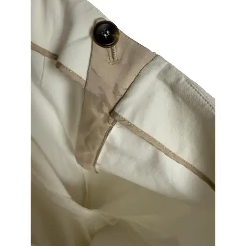 Brunello Cucinelli White Mid Rise Straight Leg Flat Front Trouser Dress Pants 6