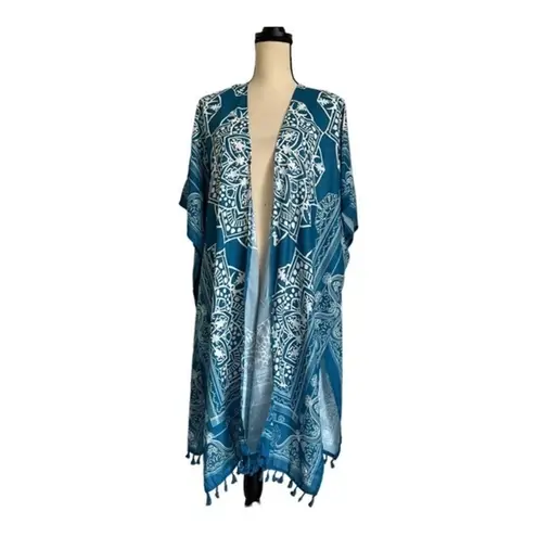 Blue Anja Paisley Print Tassel Cover up One Size Size undefined