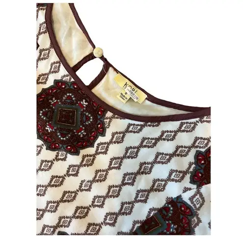 Kori America Boho Lace-Trim Tassel Shift Dress