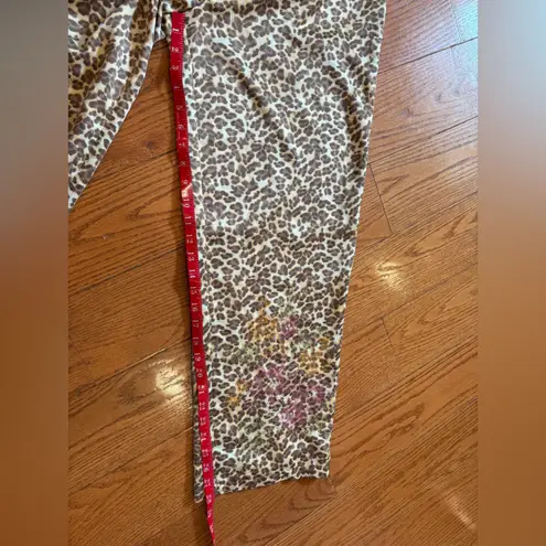 Valerie Stevens Leopard Print PJ Lounge Pants with Floral Embroidery – Size M