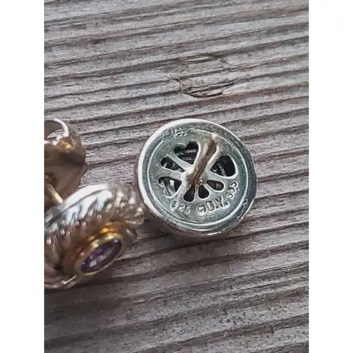 David Yurman Purple Amethyst Cookie Stud Earrings in Sterling Silver 925