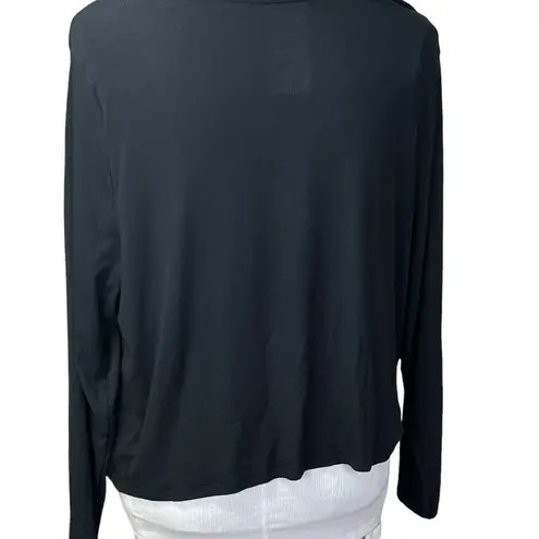 All In Motion NEW Ribbed Twist Front T-Shirt XXL long sleeve black