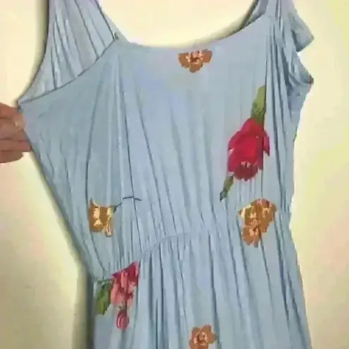 Leith  sky blue‎ floral high low ruffle front dress Sz S