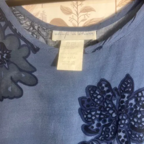 Vtg Ship n Shore Maxi Dress Blue Floral Paisley Border Size Large‎ Made in USA