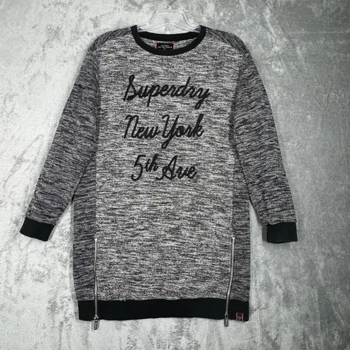 Superdry Dress Womens Medium Black Gray Cut & Sew Sweatshirt Dress Streetwear