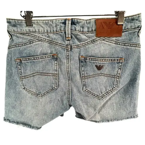 Vintage Armani Jeans Cutoff Denim Shorts Womens 26 Blue Low Rise Grunge Classic Size 6