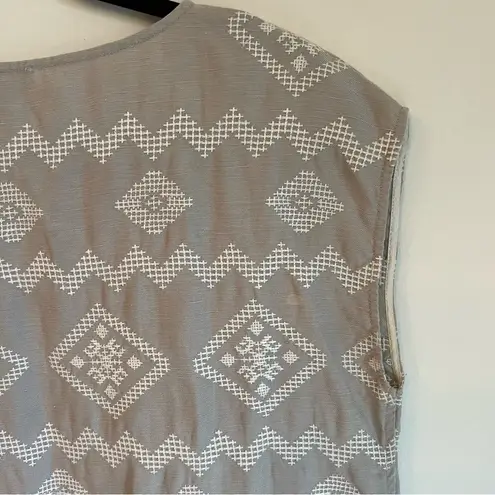 Wilfred Blondelle Linen Grey & White Embroidered Mini Dress | S