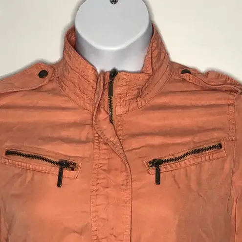 Max jeans Salmon Pink Utility Jacket Small Boyfriend Military Zip Pocket Retro