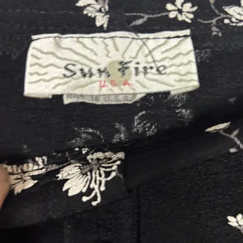 Vtg Sun Fire Black Raised Floral Maxi Skirt Sz M Y2k Slinky Whimsigoth Romantic Size M