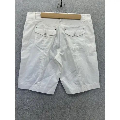 White House | Black Market WHBM Women's Shorts Bermuda Solid White Size 6 Cotton blend