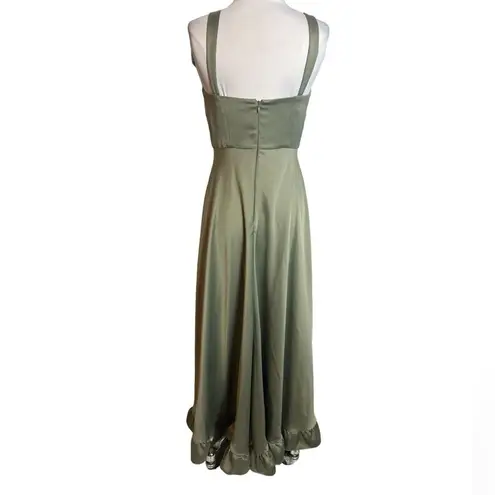 BHLDN Sachin + Babi Corset Style Satin Ruffle
Hem Dress Size 6 Green