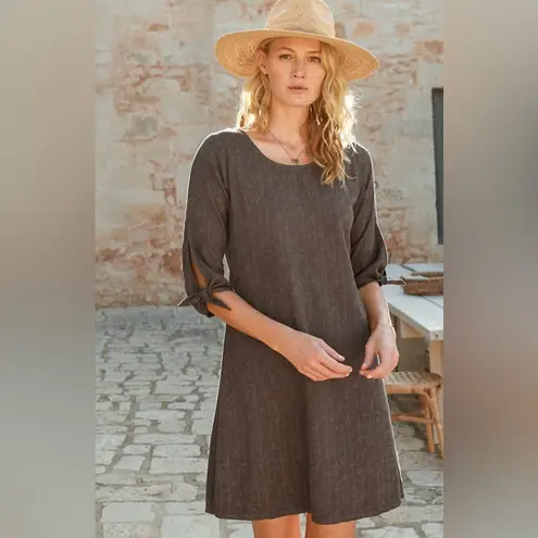 Garnet Hill Organic Cotton Jacquard Tie Sleeve Dobby Dress NWOT Size 6