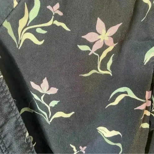 Duluth Trading Womens Floral wrap top Shirt Navy Size Small S