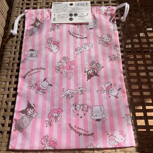 Sanrio Pink Striped Drawstring Bag