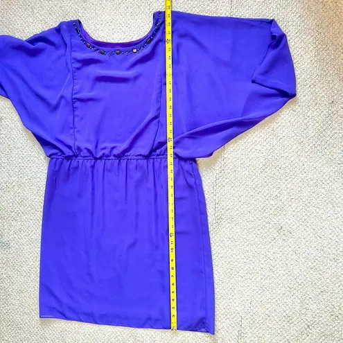 Coldwater Creek Purple Midi Dress with Beaded Neckline Size 14