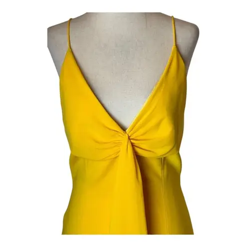 Jay Godfrey Dress Women 4 Yellow Sunflower V Neck Front Ruffle Sheath Midi Party
