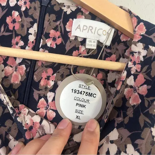 APRICOT Navy and Pink Floral Mini Dress Formal Floral Stretch XL Cinched Side Black