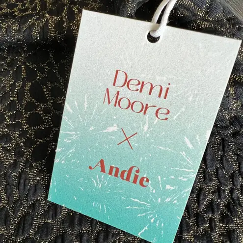 ANDIE X Demi Moore Marseilles One Piece Swimsuit Small Black Gold Glitter