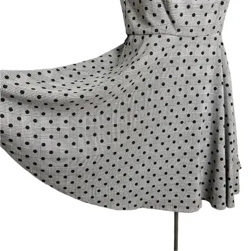 Elle Gray Glen Plaid Polka Dot Houndstooth Fit & Flare Sleeveless Dress