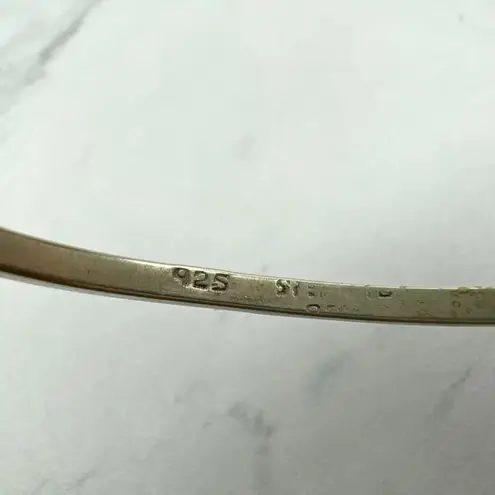 Vintage Silver Tone Abalone Shell Flower Inlay Bangle Child's Bracelet