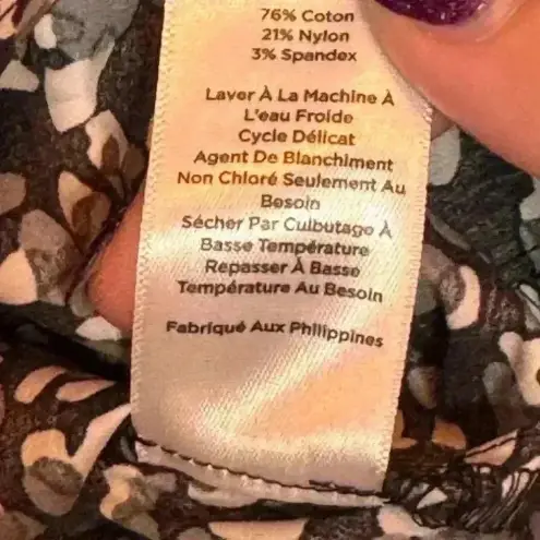 Talbots  Shirt Size‎ Large Womens Black Gray Leopard Print Top Ruffle Blou… thumbnail 10