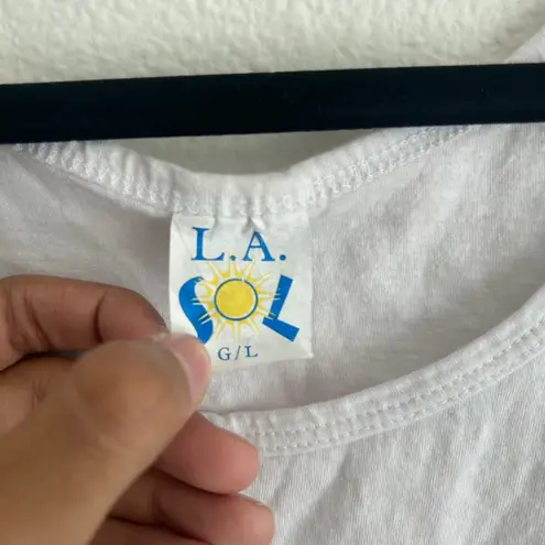 Puerto Vallarta Mexico Tank Top White Beach VW Bus Graphic Surf Palm Tree Size L