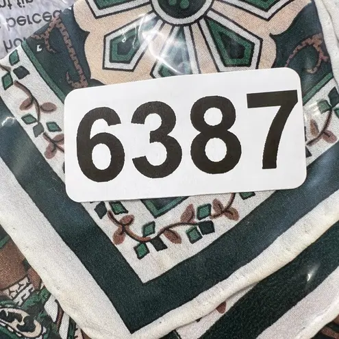 Vtg. Accompli 100% Silk Scarf Green Brown Paisley Floral Square Made In Japan