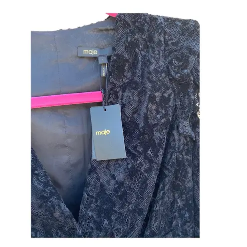 Maje Rimael Velvet Black Lace V Neck Mini Cocktail Dress NWT