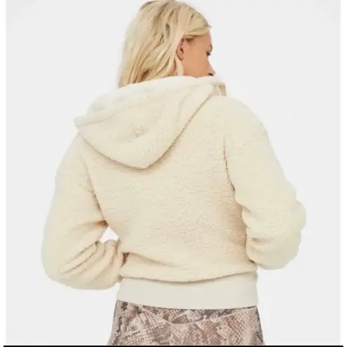 OFFLINE by Aerie Cream Sherpa Fleece Zip Up Hoodie Jacket Cropped Size S