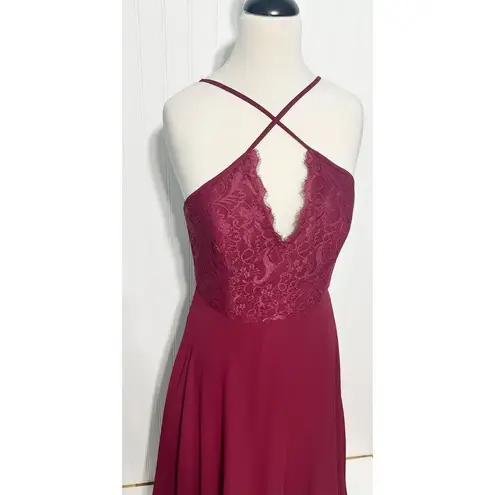 Hayley Paige Occasions Sleeveless Lace Bridesmaid Dress 52017 Maroon Red Size 10
