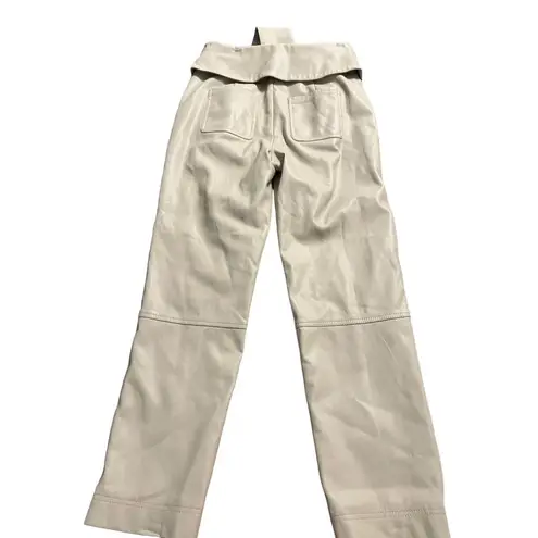 Jonathan Simkhai Faux Leather Lined Pants Khaki Sash Size 4 READ
