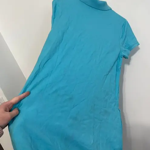 Lilly Pulitzer  Turquoise Blue Collared Short Sleeve Cotton Polo Shirt Dress M