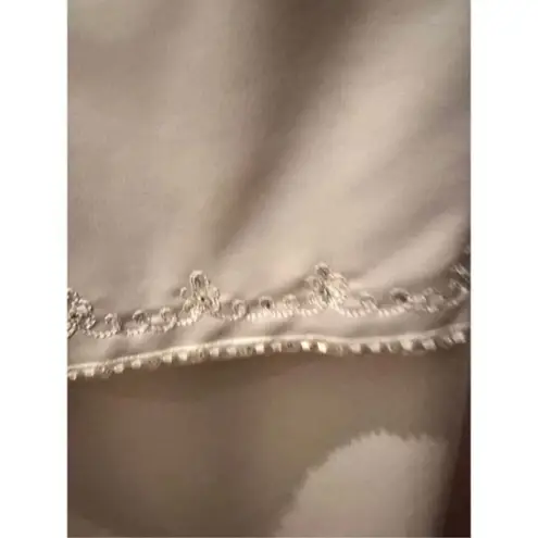 Elegant Champagne Satin Midi Dress with Beaded Trim – Formal Size 16