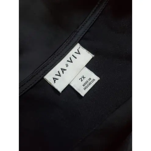 Ava & Viv Tank Top Women 2X Black Silky Cami Workwear Cocktail Classic Basic EUC