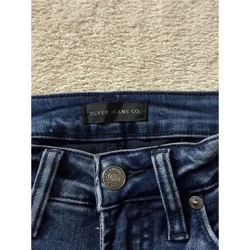 Silver Jeans Silver Suki Super Stretch Women's Skinny Mid Rise Blue Denim Embroidered Sz 26