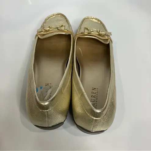 Lauren Ralph Lauren Geanne gold leather loafers women’s size 10 preppy luxury
