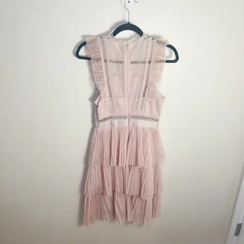 Whistles Women’s Anouk Frill Lace Pleated Dress Pink Size 4