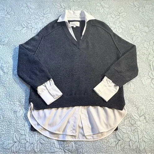 Brochu Walker The Looker Layered V-Neck Wool and Cashmere Sweater Sz M🧡