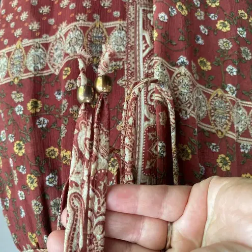 Saints + Secrets Burgundy Paisley Print Deep V-Neck Jumpsuit Size S