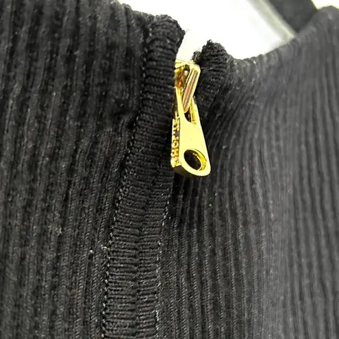 St. John Rib Knit Midi Full Zip Back Racerback Dress Black Size Small