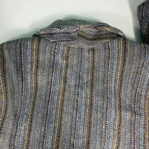Vintage McNutt Irish Tweed Blazer Women's M Multi Stripe Shawl Collar Blue Size 6