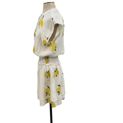 Rails Angelina Dress Mini Linen Citronnade Lemon Print White Yellow Size Small