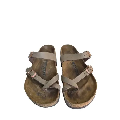 Birkenstock  Mayari Sandals Mocca Size 6.5 Leather Slides Regular Fit - Image 2