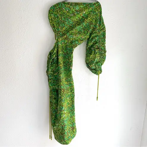 Alemais Phyllis Asymmetric Dress Green Organic Cotton Sz 8 US 4