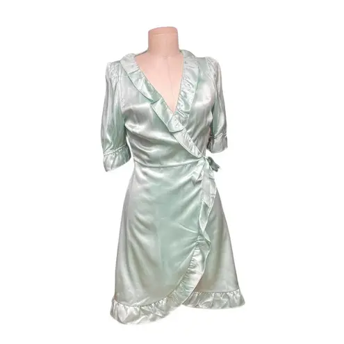 Hill House The Nima Silk Wrap Dress in Mint Size Small Green