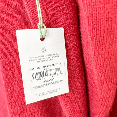 NWT AE77 Cashmere Crew Neck Sweater Red Size Large Minimalist Classic Preppy