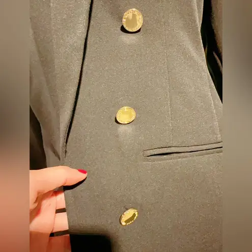 Marc New York NWT$99 Sz M Black Long jacket Golden Logo Button Pockets